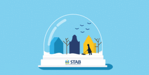 Nieuwjaarsgroet STAB Sneeuwschudhuisje